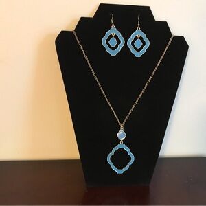 Blue Enamel Necklace and Earring Set